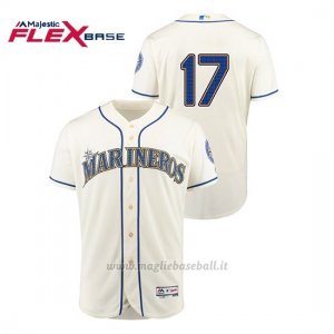 Maglia Baseball Uomo Seattle Mariners 17 Mitch Haniger Hispanic Heritage Flex Base Crema