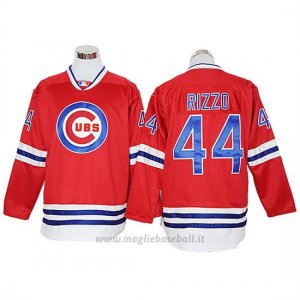 Maglia Baseball Uomo Chicago Cubs 44 Anthony Rizzo Autentico Rosso Long Sleeve