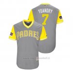 Maglia Baseball Uomo San Diego Padres Manuel Margot 2018 Llws Players Weekend Yoandry Grigio