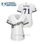 Maglia Baseball Donna Milwaukee Brewers 71 Josh Hader 2019 Postseason Cool Base Bianco