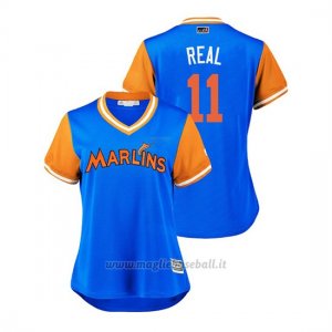 Maglia Baseball Donna Miami Marlins J.t. Realmuto 2018 Llws Players Weekend Real Light TOrnto Blue Jays