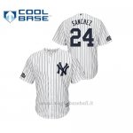 Maglia Baseball Hombre New York Yankees 24 Gary Sanchez 2019 London Series Cool Base Bianco