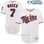 Maglia Baseball Uomo Minnesota Twins Joe Mauer 1ª6300 Giocatore Bianco Cool Base