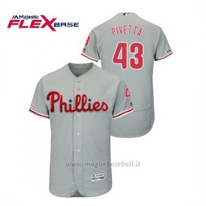 Maglia Baseball Uomo Philadelphia Phillies Nick Pivetta 150th Aniversario Patch Flex Base Grigio