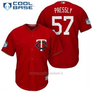 Maglia Baseball Uomo Minnesota Twins Ryan Pressly Scarlet 2017 Allenamento Primaverile Cool Base Giocatore