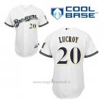 Maglia Baseball Uomo Milwaukee Brewers Jonathan Lucroy 20 Bianco 1ªCool Base