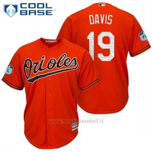 Maglia Baseball Uomo Baltimore Orioles 19 Chris Davis Arancione 2017 Allenamento Primaverile Cool Base Giocatore