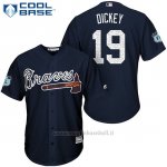Maglia Baseball Uomo Atlanta Braves 19 R.A. Dickey Blu 2017 Allenamento Primaverile Cool Base