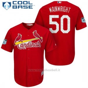 Maglia Baseball Uomo St. Louis Cardinals Adam Wainwright Scarlet 2017 Allenamento Primaverile Cool Base Giocatore