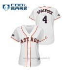 Maglia Baseball Donna Houston Astros 4 Ge Orge Springer 2019 Postseason Cool Base Bianco