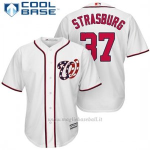 Maglia Baseball Uomo Washington Nationals 37 Stephen Strasburg Bianco2017 Cool Base