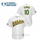 Maglia Baseball Uomo Oakland Athletics 10 Marcus Semien 2019 Postseason Cool Base Bianco