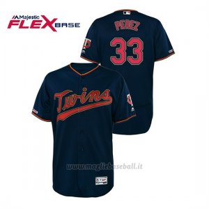 Maglia Baseball Uomo Minnesota Twins Martin Perez 150th Aniversario Patch Autentico Flex Base Blu