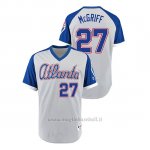 Maglia Baseball Hombre Atlanta Braves 27 Fred Mcgriff Turn Back The Clock 1979 Autentico Grigio Blu