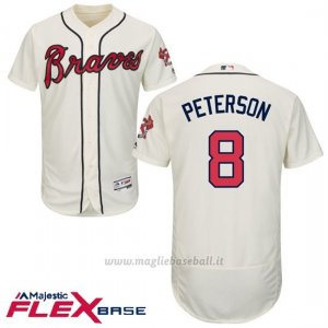 Maglia Baseball Uomo Atlanta Braves 8 Jace Peterson Crema Autentico Collezione Flex Base