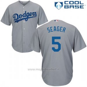 Maglia Baseball Uomo Los Angeles Dodgers Retro Corey Seager Grigio Majestic Cool Base
