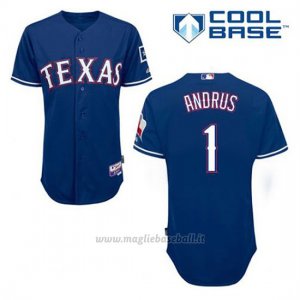 Maglia Baseball Uomo Texas Rangers Elvis Andrus 1 Blu Alterner Cool Base