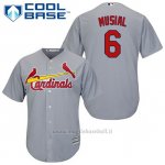 Maglia Baseball Uomo St. Louis Cardinals Stan Musial 6 Grigio Cool Base