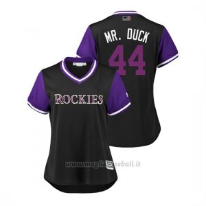 Maglia Baseball Donna Colorado Rockies Tyler Anderson 2018 Llws Players Weekend Mr. Duck Nero