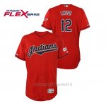 Maglia Baseball Uomo Cleveland Indians Francisco Lindor 150th Aniversario Patch 2019 All Star Game Flex Base Rosso