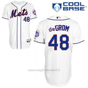 Maglia Baseball Uomo New York Mets Jacob Degrom 48 Bianco Alterner Cool Base
