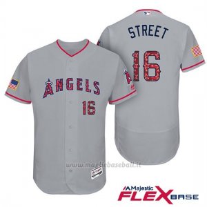 Maglia Baseball Uomo Los Angeles Angels 2017 Estrellas y Rayas Huston Street Grigio Flex Base