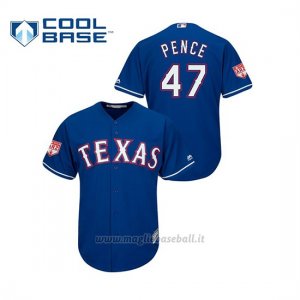 Maglia Baseball Uomo Texas Rangers Hunter Pence 2019 Entrenamiento De Primavera Cool Base Blu