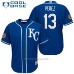 Maglia Baseball Uomo Kansas City Royals Salvador Perez 13 2017 Allenamento Primaverile Cool Base Giocatore