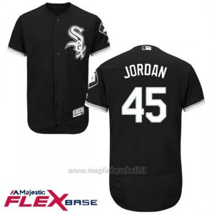 Maglia Baseball Uomo Chicago White Sox Michael Jordan 45 Majestic Autentico Collezione Flex Base Nero Giocatore