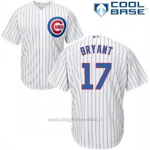 Maglia Baseball Uomo Chicago Cubs 17 Kris Bryant Bianco Autentico Collezione Cool Base