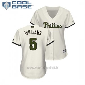 Maglia Baseball Donna Philadelphia Phillies Nick Williams 2018 Dia de los Caidos Cool Base Crema