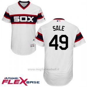 Maglia Baseball Uomo Chicago White Sox 49 Chris Sale Autentico Collezione Bianco Flex Base