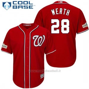 Maglia Baseball Uomo Washington Nationals 2017 Postseason Jayson Werth Scarlet Cool Base