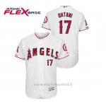 Maglia Baseball Uomo Los Angeles Angels Shohei Ohtani 150th Aniversario Patch Flex Base Bianco