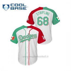 Maglia Baseball Uomo Los Angeles Dodgers 68 Ross Stripling Mexican Heritage Night Cool Base Bianco