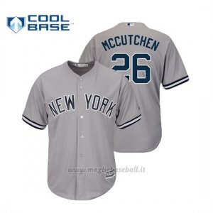 Maglia Baseball Uomo New York Yankees Andrew Mccutchen Cool Base Majestic Road Grigio