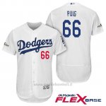 Maglia Baseball Uomo Los Angeles Dodgers 2017 Postseason Yasiel Puig Bianco Flex Base