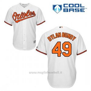 Maglia Baseball Uomo Baltimore Orioles 49 Dylan Bundy Bianco 1ªCool Base