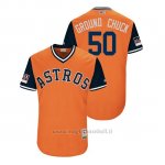 Maglia Baseball Uomo Houston Astros Charlie Morton 2018 Llws Players Weekend Ground Chuck Orange