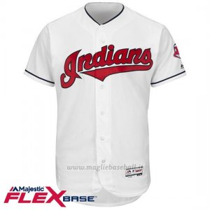 Maglia Baseball Uomo Cleveland Indians Blank Bianco Flex Base Autentico Collezione