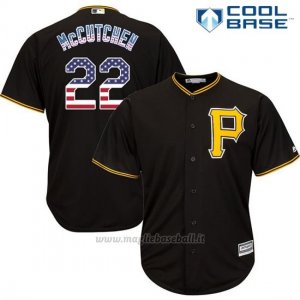 Maglia Baseball Uomo Pittsburgh Pirates Andrew Mccutchen Nero Estrellas y Rayas Cool Base
