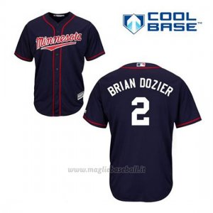 Maglia Baseball Uomo Minnesota Twins Brian Dozier 2 Blu Blu Alterner Cool Base