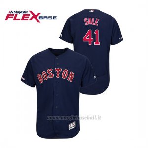Maglia Baseball Uomo Boston Red Sox Chris Sale 150th Aniversario Patch Autentico Flex Base Blu