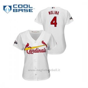 Maglia Baseball Donna St. Louis Cardinals 4 Yadier Molina 2019 Postseason Cool Base Bianco