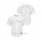 Maglia Baseball Hombre Texas Rangers 12 Rougned Odor 2019 Players Weekend Replica Bianco