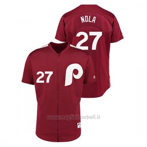 Maglia Baseball Uomo Philadelphia Phillies 27 Aaron Nola 1979 Saturday Night Special Autentico Rosso