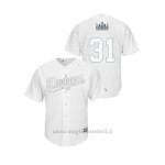 Maglia Baseball Hombre Los Angeles Dodgers 31 Joc Pederson 2019 Players Weekend Replica Bianco