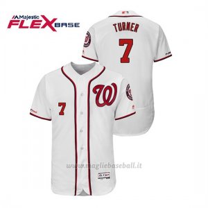 Maglia Baseball Uomo Washington Nationals Trea Turner 150th Aniversario Patch Flex Base Bianco