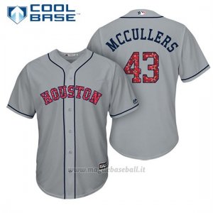 Maglia Baseball Uomo Houston Astros 2017 Estrellas y Rayas Lance Mccullers Grigio Cool Base