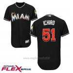 Maglia Baseball Uomo Miami Marlins 51 Ichiro Suzuki Alterner Nero Flex Base Autentico Collezione